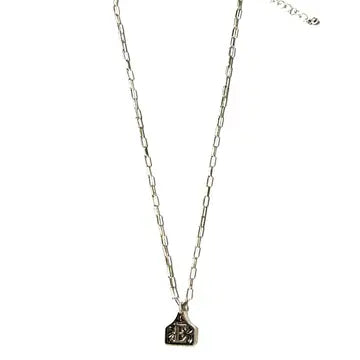 Silver Cattle Tag Initial Necklace