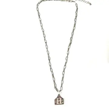 Silver Cattle Tag Initial Necklace