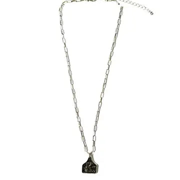Silver Cattle Tag Initial Necklace