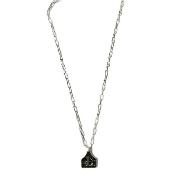 Silver Cattle Tag Initial Necklace