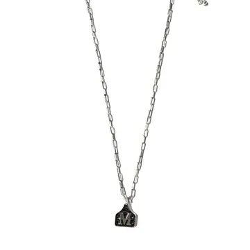 Silver Cattle Tag Initial Necklace