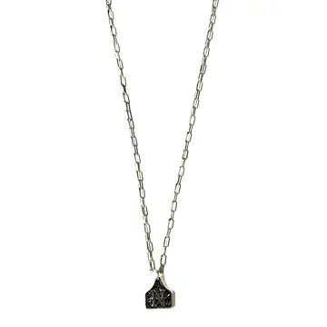 Silver Cattle Tag Initial Necklace