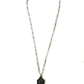 Silver Cattle Tag Initial Necklace