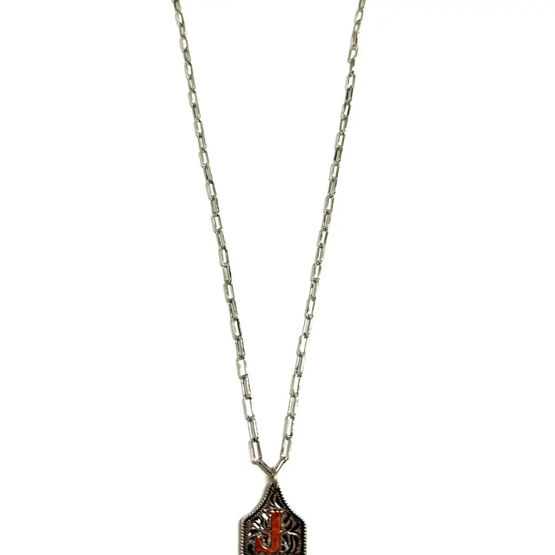 Two-Tone Cattle Tag Initial Necklace